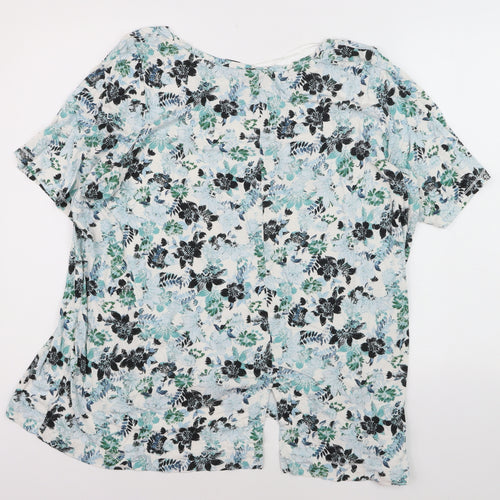 Adrienne Vittadini Womens Multicoloured Floral Rayon Stretch T-Shirt Size 22