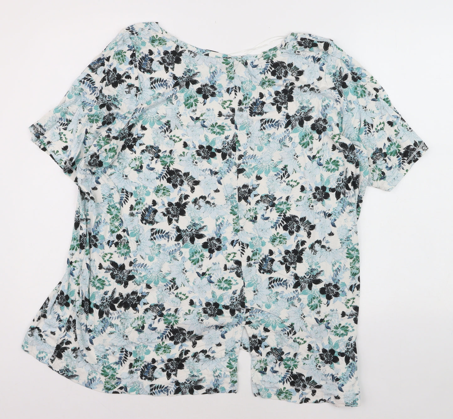 Adrienne Vittadini Womens Multicoloured Floral Rayon Stretch T-Shirt Size 22