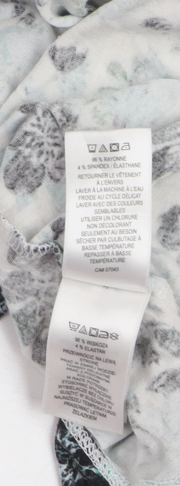 Adrienne Vittadini Womens Multicoloured Floral Rayon Stretch T-Shirt Size 22