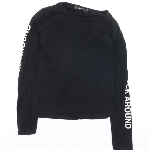 FB Sister Boys Black Long Sleeve Graphic T-Shirt Size M Casual Jersey Top