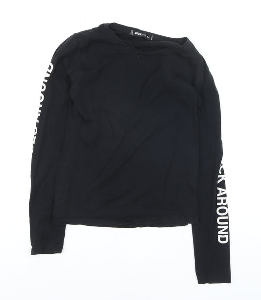 FB Sister Boys Black Long Sleeve Graphic T-Shirt Size M Casual Jersey Top