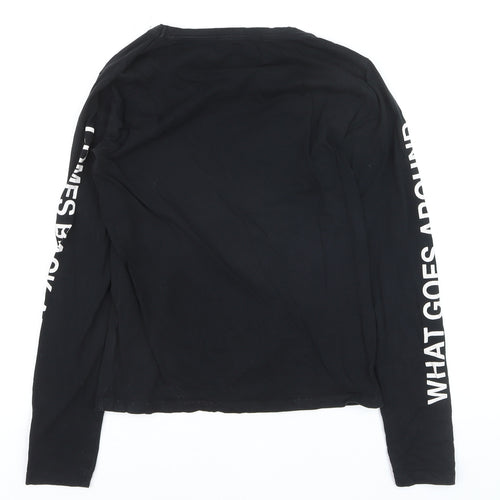FB Sister Boys Black Long Sleeve Graphic T-Shirt Size M Casual Jersey Top
