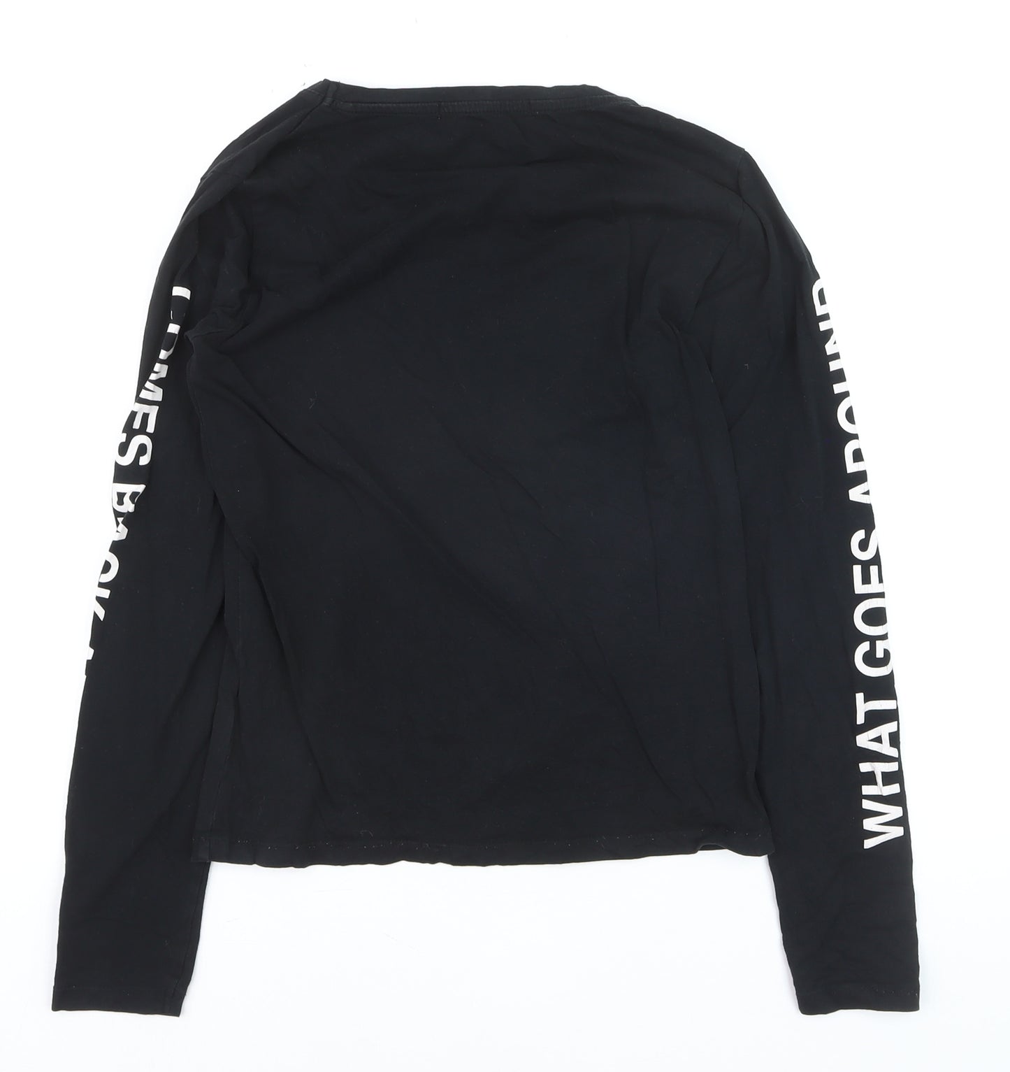 FB Sister Boys Black Long Sleeve Graphic T-Shirt Size M Casual Jersey Top