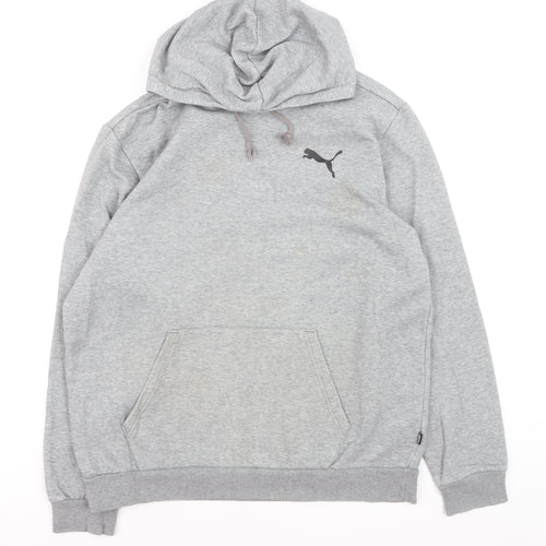 Puma Men's Grey Pullover Hoodie Size L Regular Fit Fleece