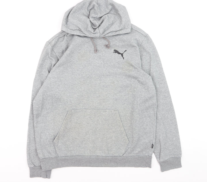 Puma Men's Grey Pullover Hoodie Size L Regular Fit Fleece