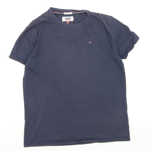 Tommy Jeans Men Blue XS Regular Fit Cotton Crew Neck T-Shirt
