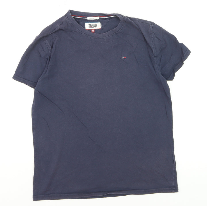 Tommy Jeans Men Blue XS Regular Fit Cotton Crew Neck T-Shirt