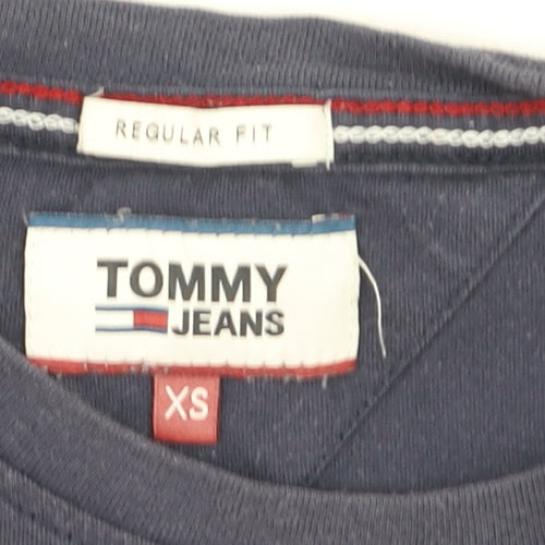 Tommy Jeans Men Blue XS Regular Fit Cotton Crew Neck T-Shirt
