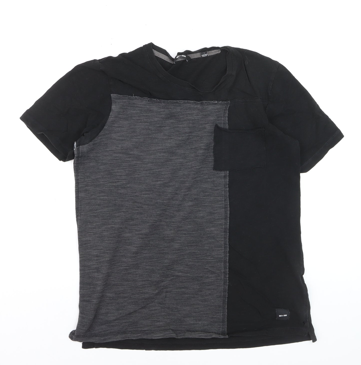 ONLY & SONS Men's Black Colourblock Slim Fit T-Shirt L