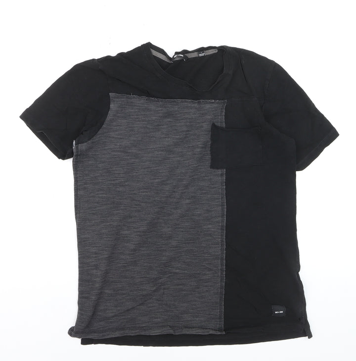 ONLY & SONS Men's Black Colourblock Slim Fit T-Shirt L