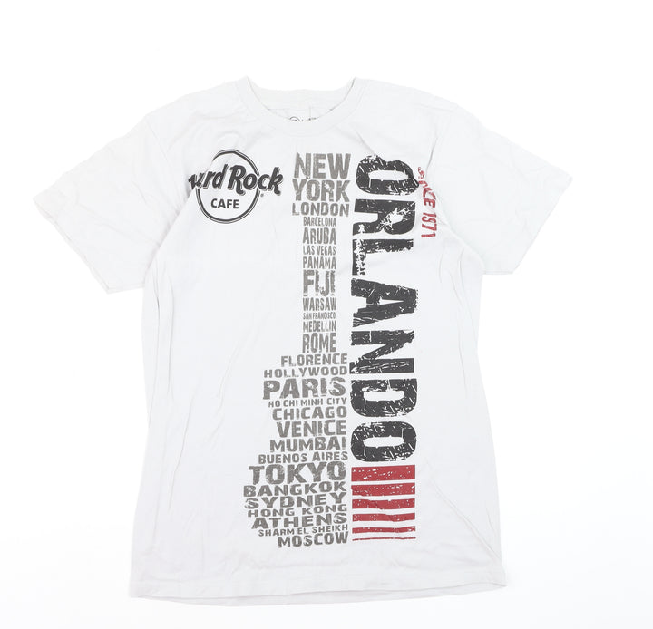 Hard Rock Cafe White Orlando Graphic Print Mens Medium T-Shirt
