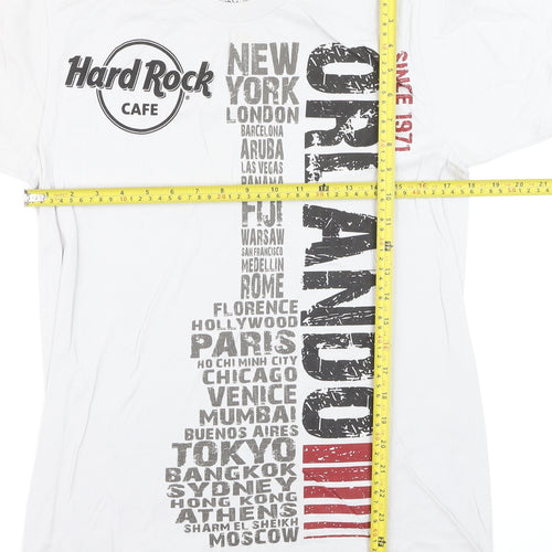 Hard Rock Cafe White Orlando Graphic Print Mens Medium T-Shirt