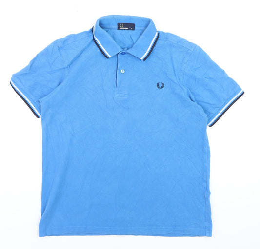 Fred Perry Men's Blue Cotton Polo Shirt M Classic Short Sleeve