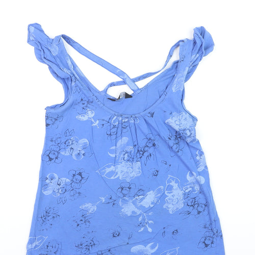 Dorothy Perkins Women Blue Floral Ruffle Strap Camisole Top Size 12