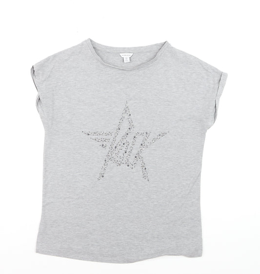 Sonder Studio Women's Grey Beaded Star T-Shirt Size S