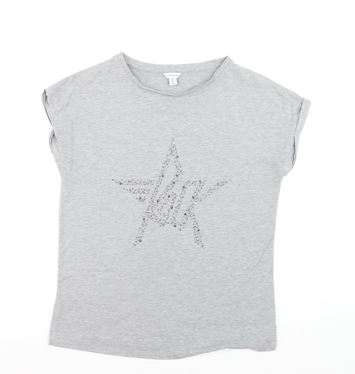 Sonder Studio Women's Grey Beaded Star T-Shirt Size S