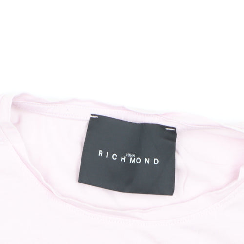 John Richmond Women's Pink XS Cotton Stretch Crew Neck T-Shirt