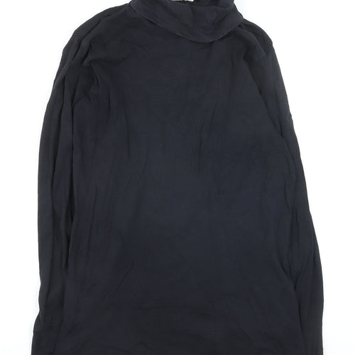 Cotton Traders Women Black M Roll Neck Long Sleeve Jumper 100% Cotton