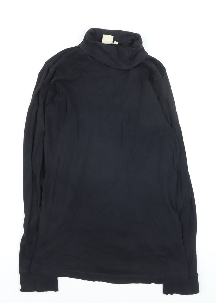 Cotton Traders Women Black M Roll Neck Long Sleeve Jumper 100% Cotton