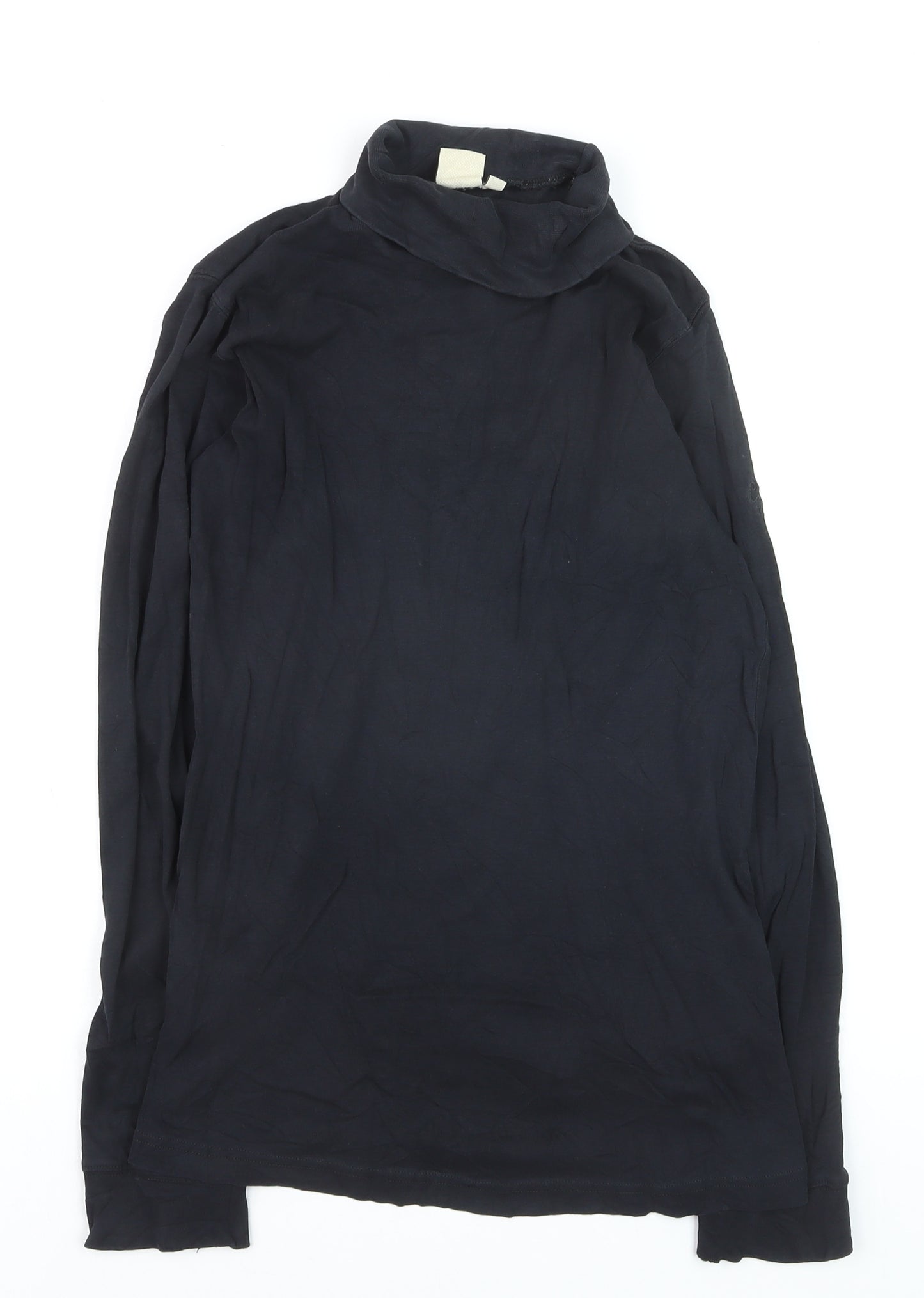 Cotton Traders Women Black M Roll Neck Long Sleeve Jumper 100% Cotton