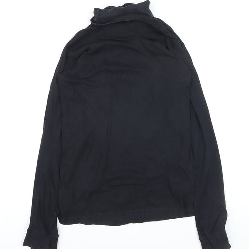 Cotton Traders Women Black M Roll Neck Long Sleeve Jumper 100% Cotton