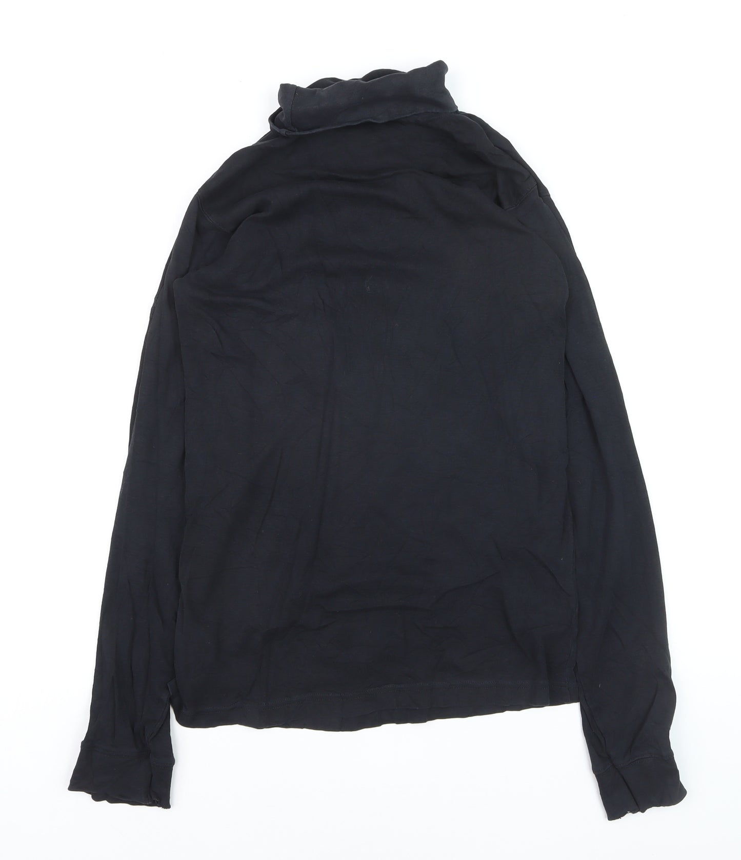Cotton Traders Women Black M Roll Neck Long Sleeve Jumper 100% Cotton