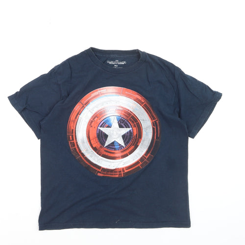 Marvel Boys Blue Captain America Graphic Print Cotton T-Shirt 10 Years