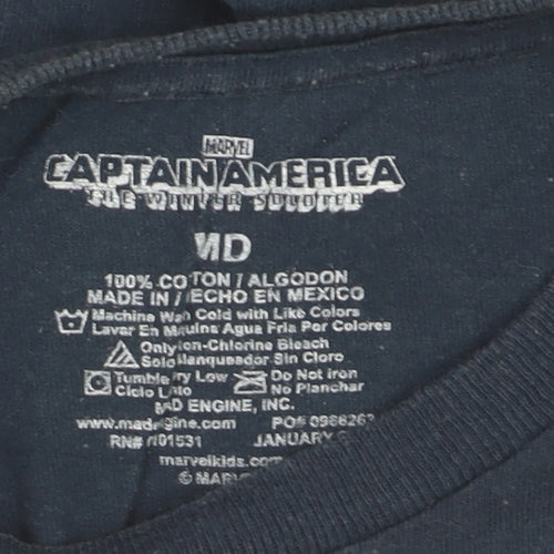 Marvel Boys Blue Captain America Graphic Print Cotton T-Shirt 10 Years