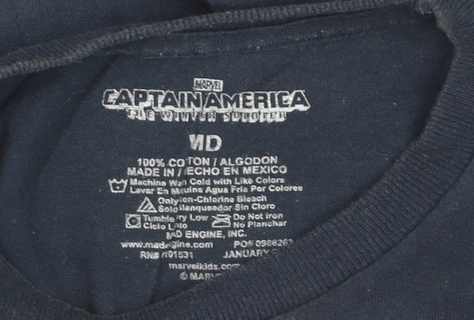 Marvel Boys Blue Captain America Graphic Print Cotton T-Shirt 10 Years