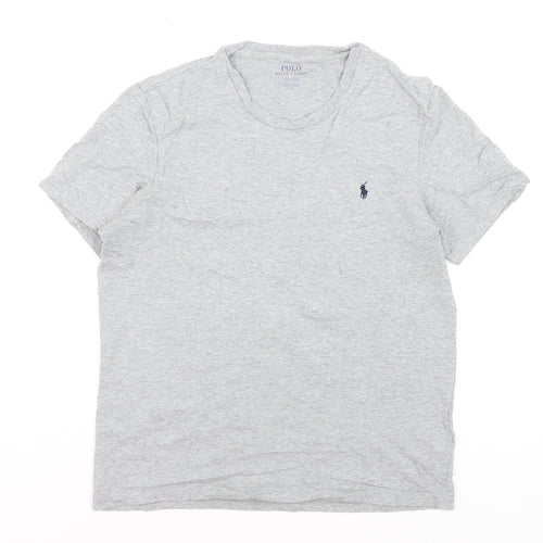 Ralph Lauren Boys Grey Cotton Crew Neck Logo T-Shirt Size S