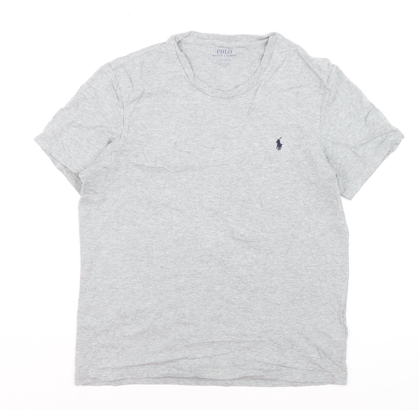 Ralph Lauren Boys Grey Cotton Crew Neck Logo T-Shirt Size S