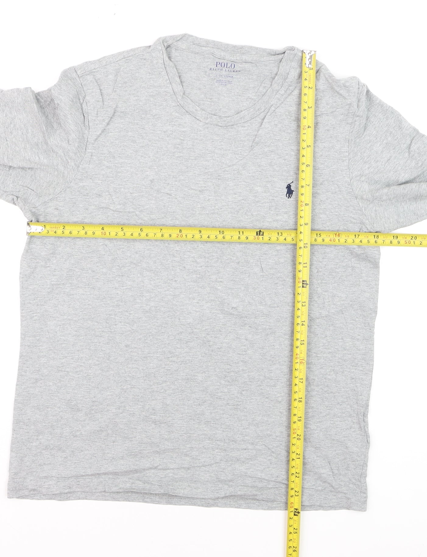 Ralph Lauren Boys Grey Cotton Crew Neck Logo T-Shirt Size S