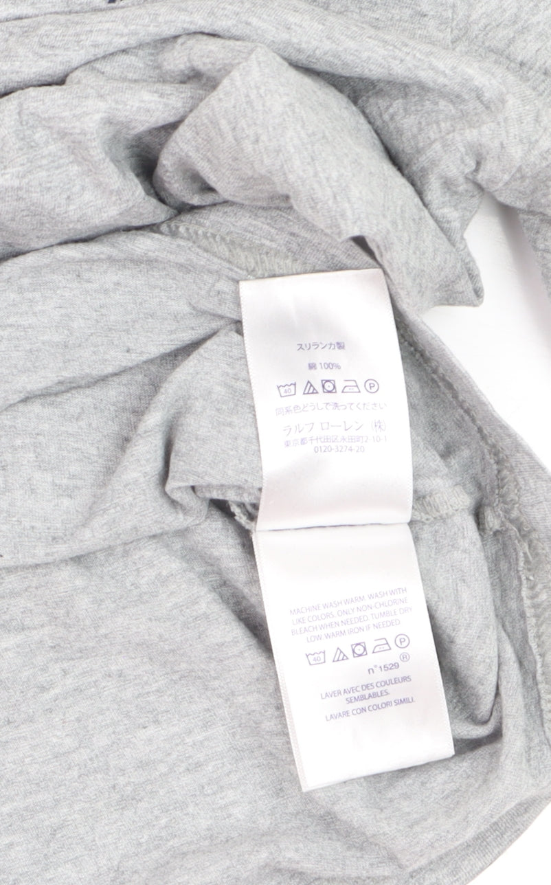 Ralph Lauren Boys Grey Cotton Crew Neck Logo T-Shirt Size S