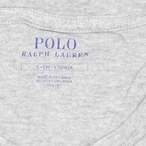Ralph Lauren Boys Grey Cotton Crew Neck Logo T-Shirt Size S