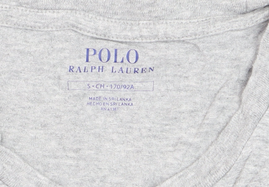 Ralph Lauren Boys Grey Cotton Crew Neck Logo T-Shirt Size S
