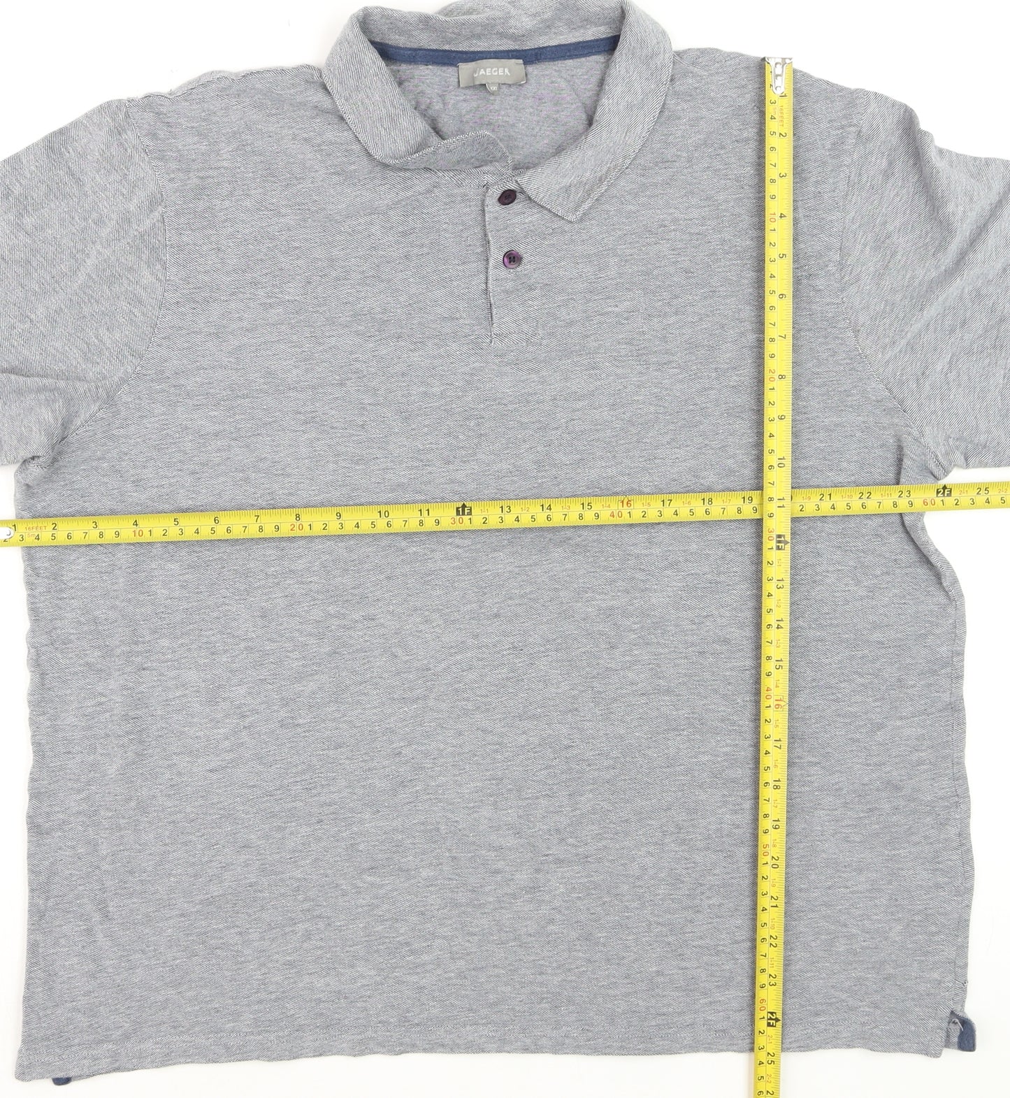 Jaeger Men's Grey 2XL Cotton Short Sleeve Polo Shirt
