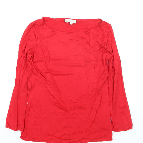 Hobbs Women Red Basic Long Sleeve Scoop Neck Jersey Top XS