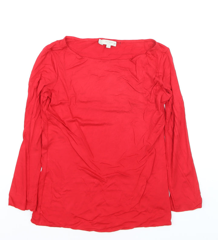 Hobbs Women Red Basic Long Sleeve Scoop Neck Jersey Top XS