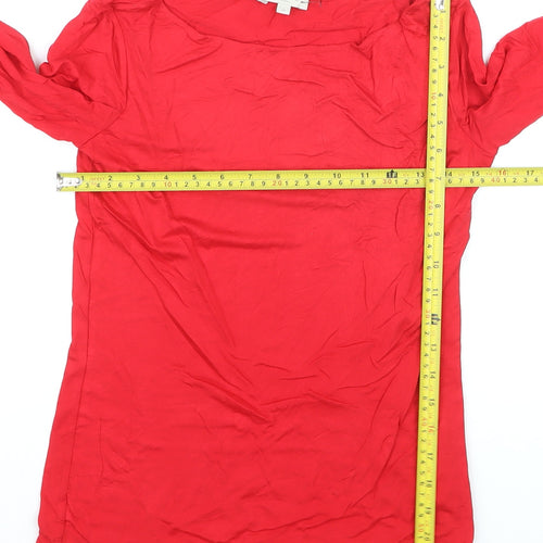 Hobbs Women Red Basic Long Sleeve Scoop Neck Jersey Top XS