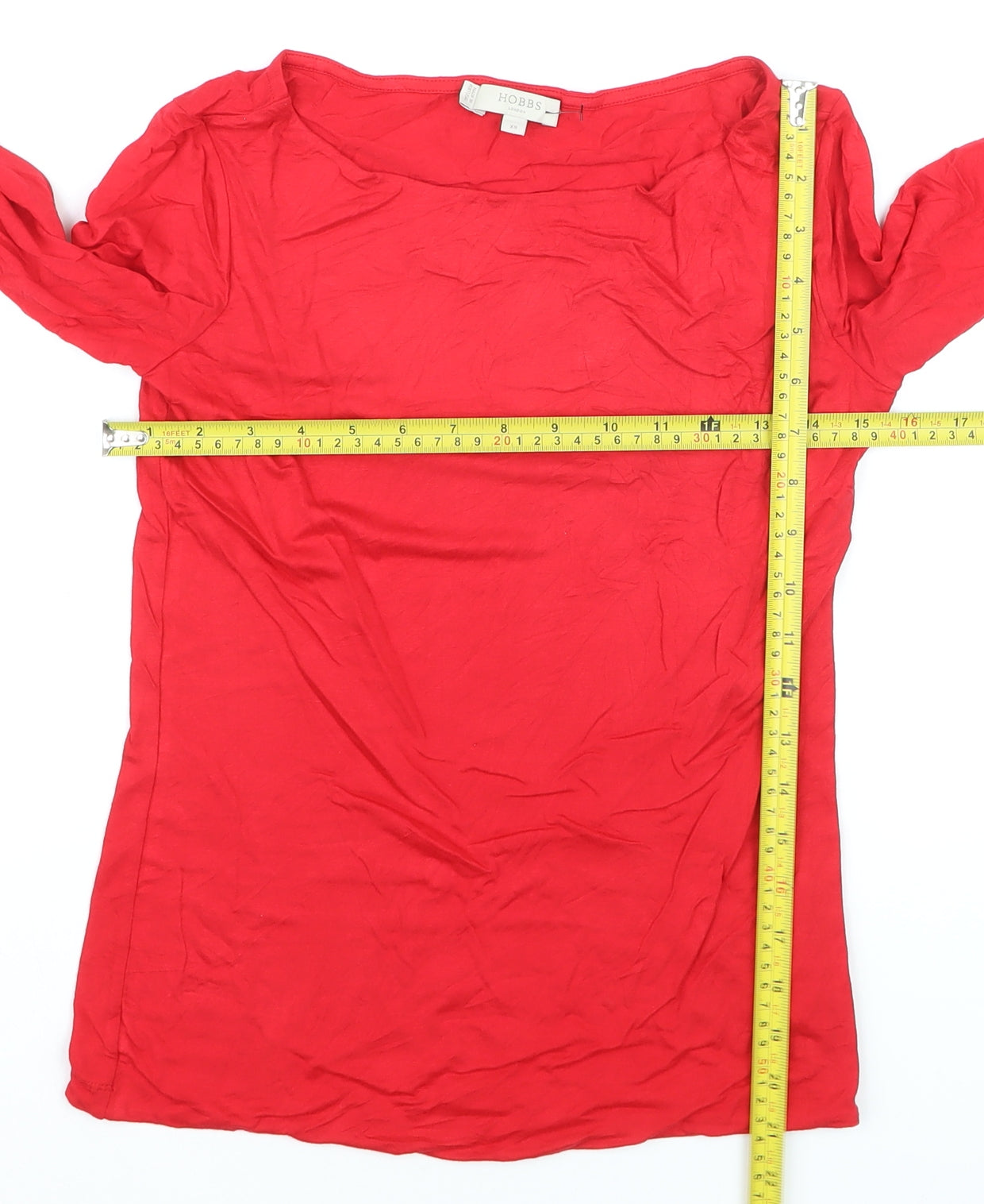 Hobbs Women Red Basic Long Sleeve Scoop Neck Jersey Top XS