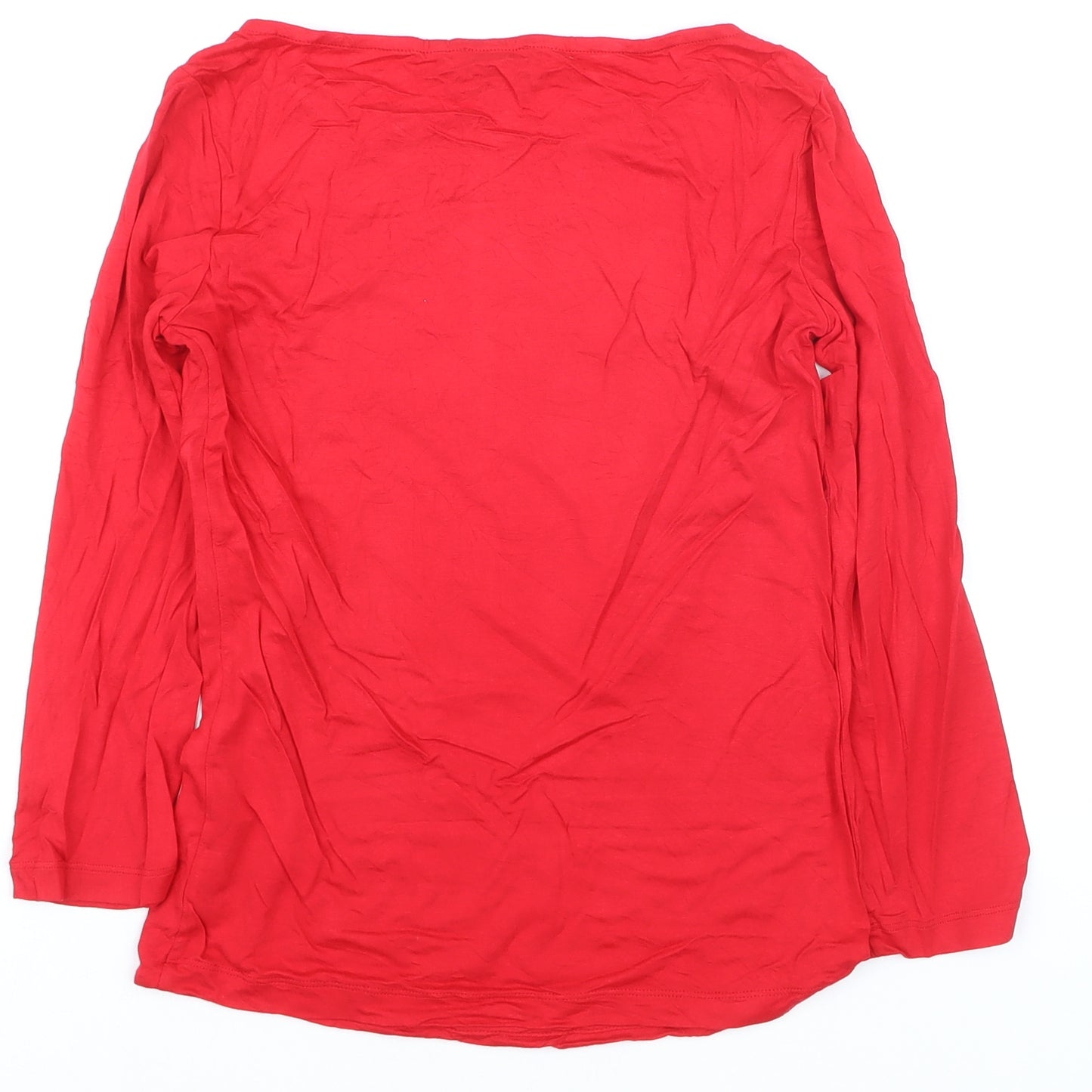 Hobbs Women Red Basic Long Sleeve Scoop Neck Jersey Top XS