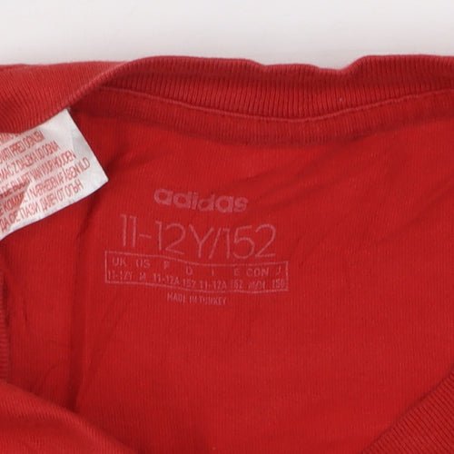 Adidas Boys Red Crew Neck Short Sleeve T-Shirt 11-12 Years
