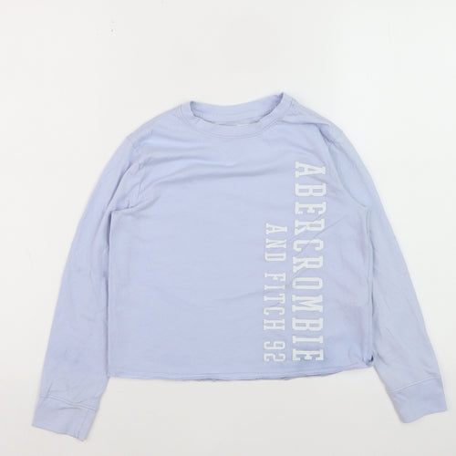 Abercrombie Kids Girls Blue Long Sleeve Crew Neck Graphic T-Shirt 7-8 Years