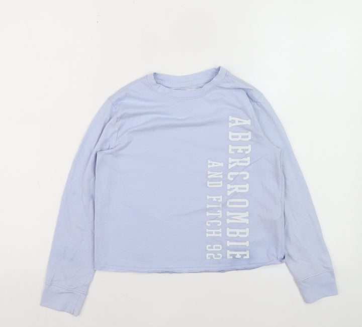 Abercrombie Kids Girls Blue Long Sleeve Crew Neck Graphic T-Shirt 7-8 Years