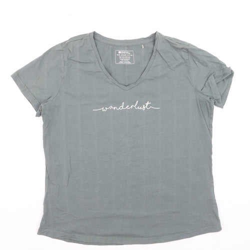 Mountain Warehouse Womens Green V-Neck Wanderlust Cotton T-Shirt M