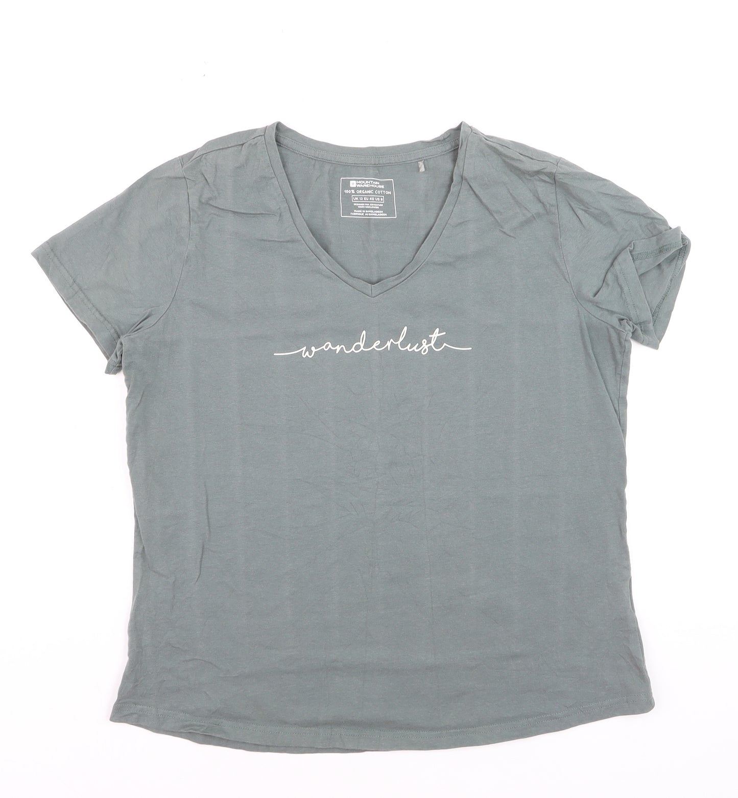 Mountain Warehouse Womens Green V-Neck Wanderlust Cotton T-Shirt M