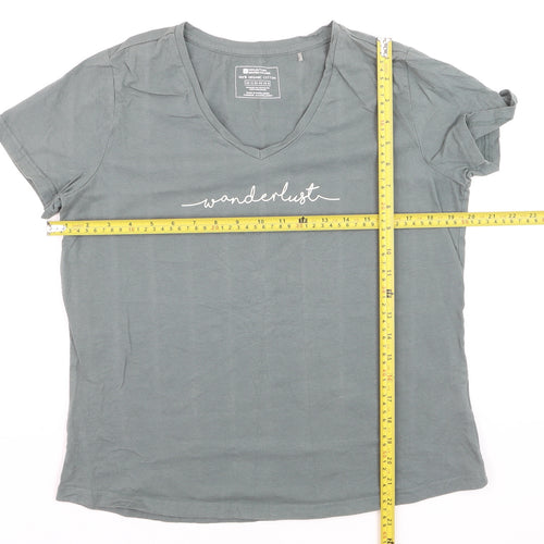 Mountain Warehouse Womens Green V-Neck Wanderlust Cotton T-Shirt M