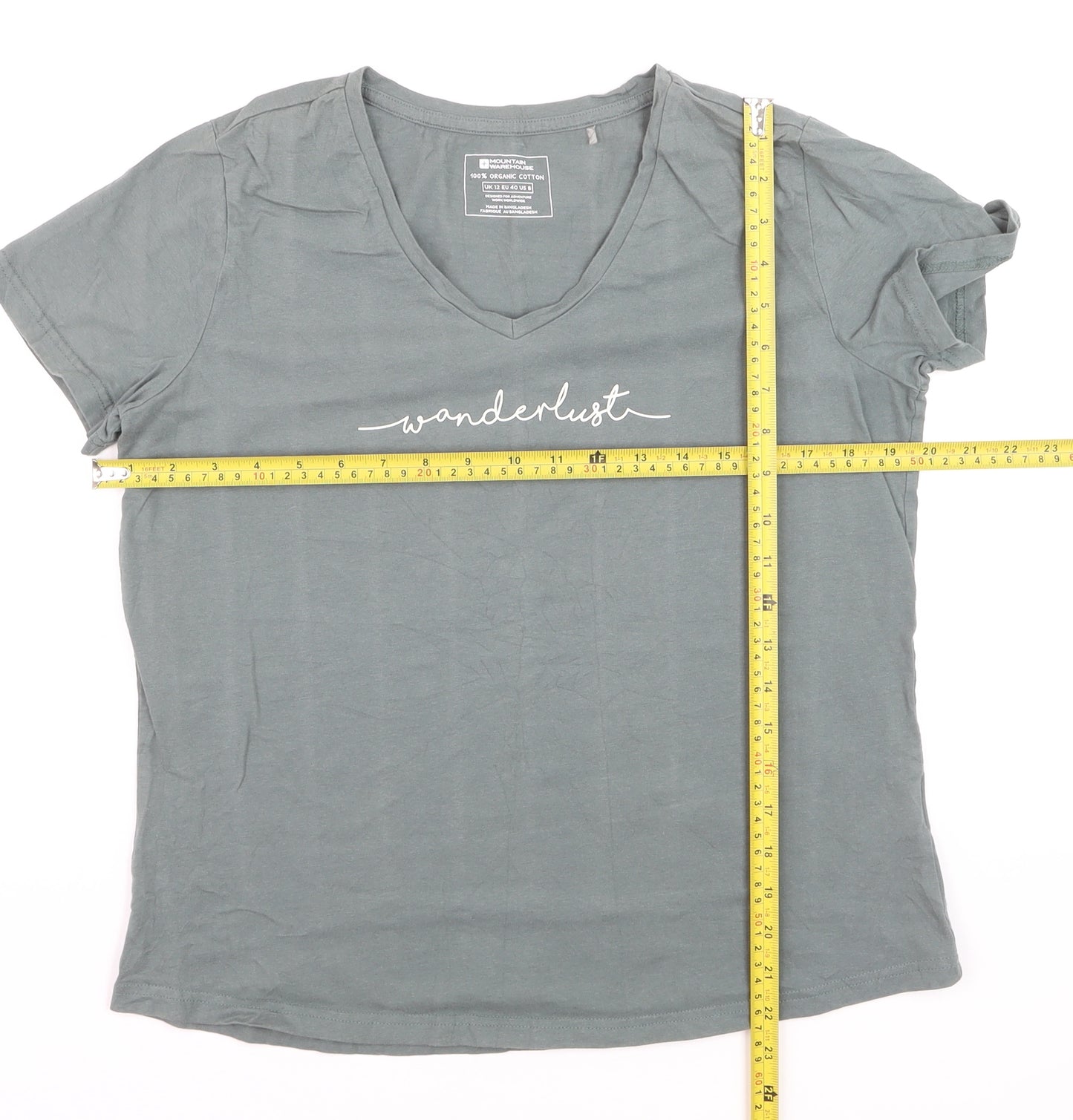 Mountain Warehouse Womens Green V-Neck Wanderlust Cotton T-Shirt M