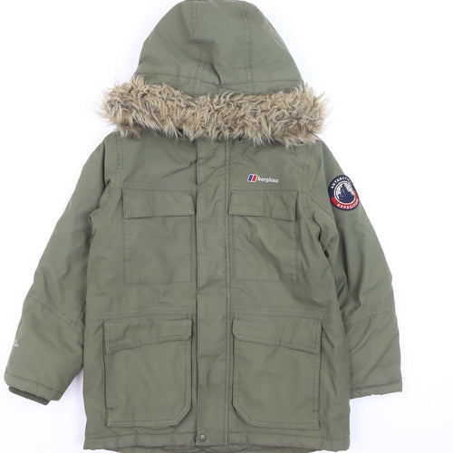 Berghaus Boys Green 7-8 Years Hooded Waterproof Parka Coat