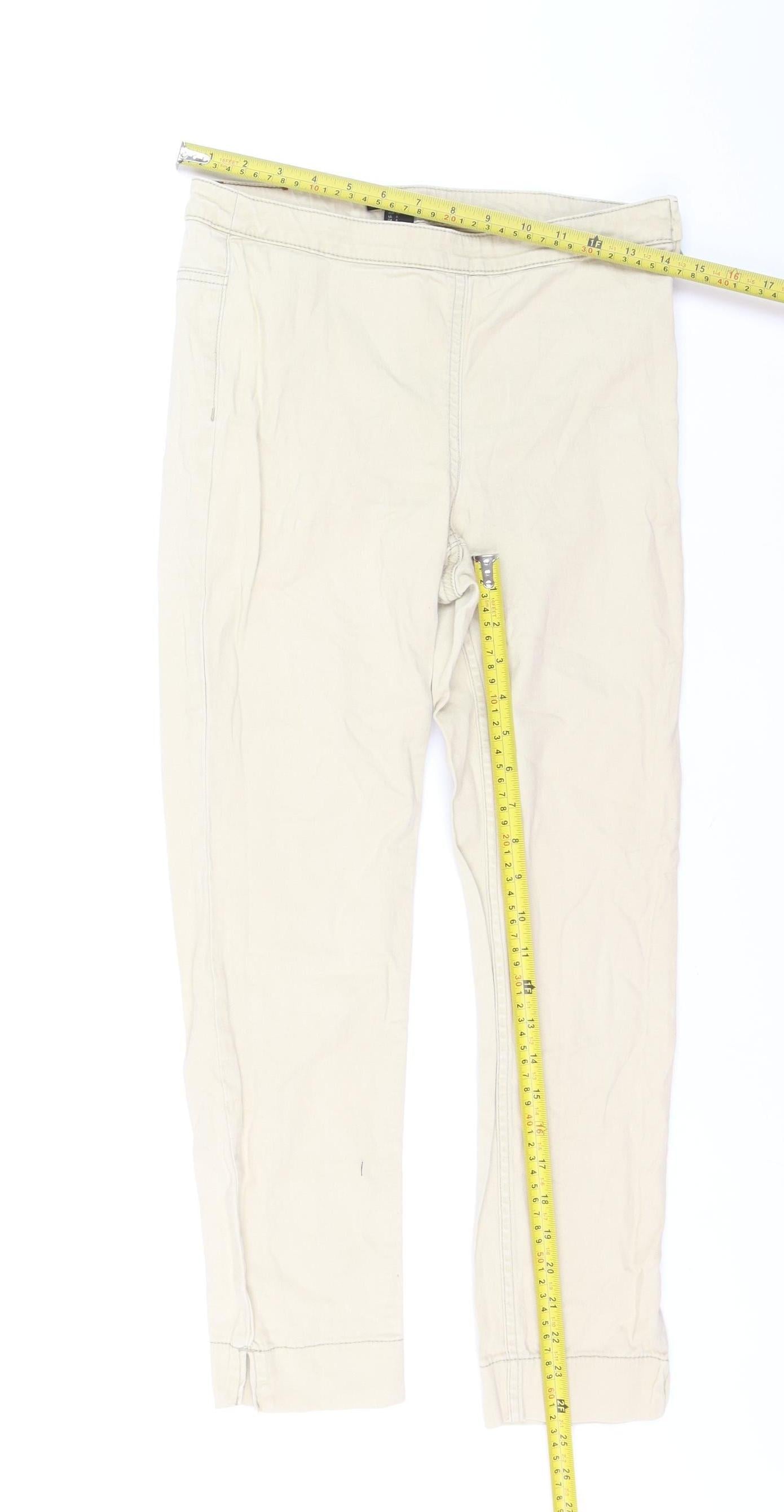 H&M Womens Beige Chino Trousers Size 8 Slim Fit Stretch